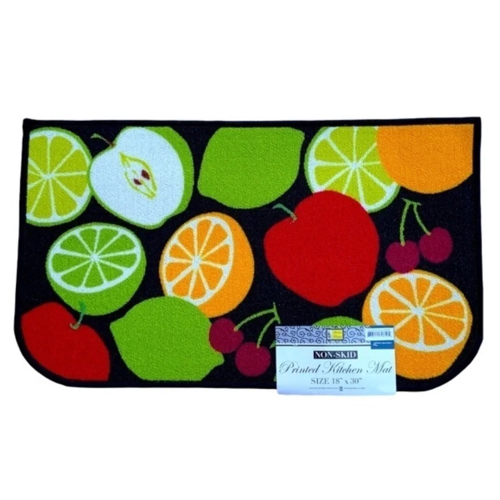 Assorted Fruit Colorful Printed Accent Rug Mat MultiColor Rectangle 18 X 30 in